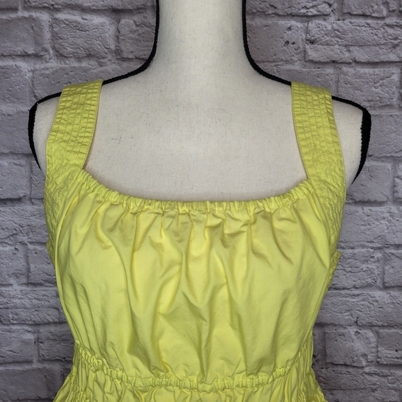 Anthropologie Maeve Liora blouse yellow thick straps ruched square neck sz Small - Picture 4 of 9